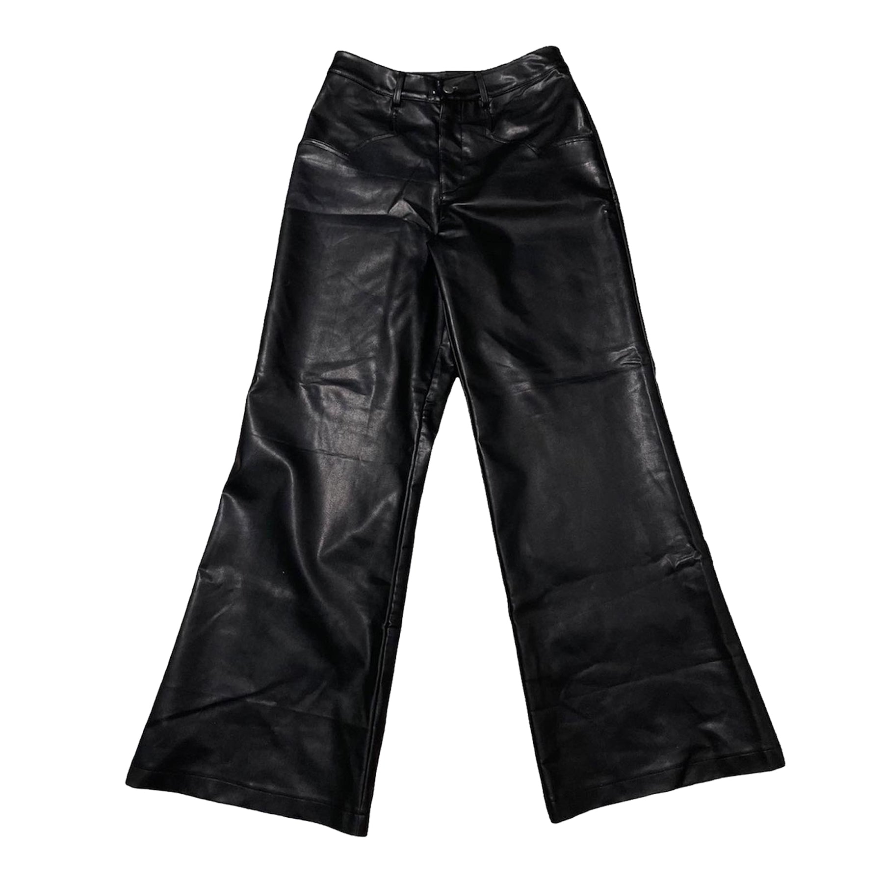 Black Leather Flared Pants V2
